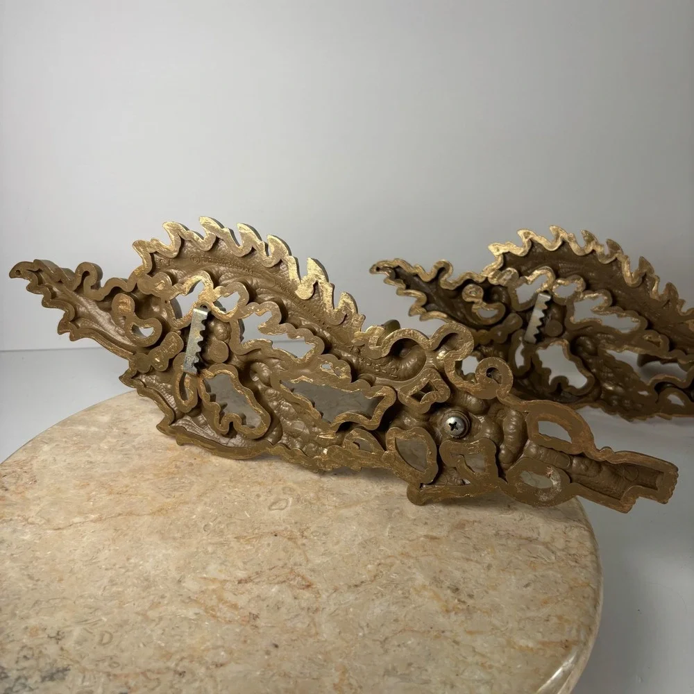 Burwood Vintage Gold Wall‎ Sconce Pair Ornate Hollywood Regency Floral Tassel
